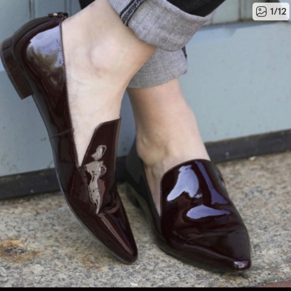 Calvin klein elin patent leather flat loafer shoes business casual careerwear